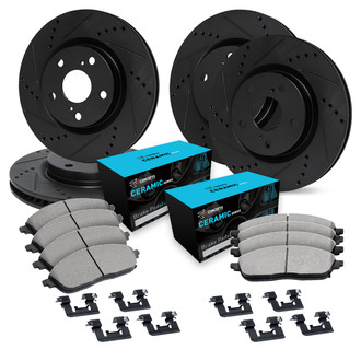 R1 Concepts® - Drilled and Slotted Front and Rear Brake Kit with Ceramic Pads