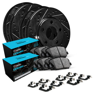 R1 Concepts® - Drilled and Slotted Front and Rear Brake Kit with Ceramic Pads