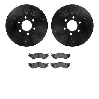R1 Concepts® - eLINE Series Drilled and Slotted Front Brake Kit with Ceramic Pads