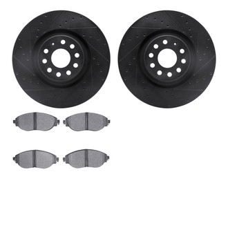 R1 Concepts® - eLINE Series Drilled and Slotted Front Brake Kit with Ceramic Pads