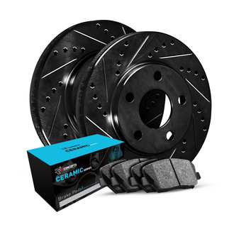 R1 Concepts® - eLINE Series Drilled and Slotted Rear Brake Kit with Ceramic Pads