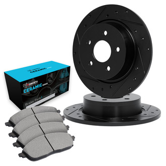 R1 Concepts® - Drilled and Slotted Rear Brake Kit with Ceramic Pads