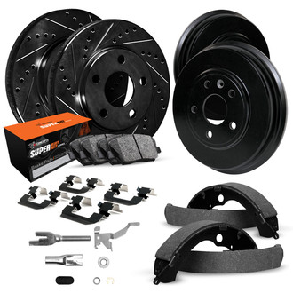 R1 Concepts® - Drilled and Slotted Front and Rear Brake Kit with Super Duty Pads
