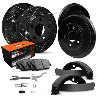 R1 Concepts® - Drilled and Slotted Front and Rear Brake Kit with Super Duty Pads