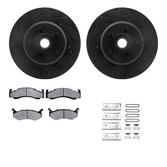 R1 Concepts® - eLINE Series Drilled and Slotted Front Brake Kit with Super Duty Pads
