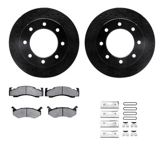 R1 Concepts® - eLINE Series Drilled and Slotted Front Brake Kit with Super Duty Pads