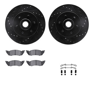 R1 Concepts® - eLINE Series Drilled and Slotted Front Brake Kit with Super Duty Pads