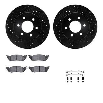 R1 Concepts® - eLINE Series Drilled and Slotted Front Brake Kit with Super Duty Pads