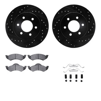 R1 Concepts® - eLINE Series Drilled and Slotted Front Brake Kit with Super Duty Pads