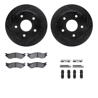 R1 Concepts® - eLINE Series Drilled and Slotted Front Brake Kit with Super Duty Pads
