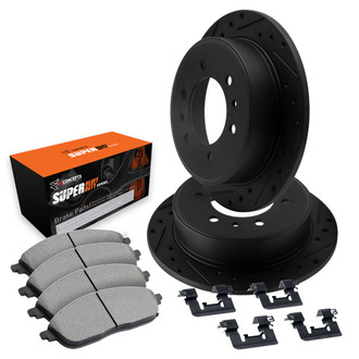 R1 Concepts® - Drilled and Slotted Rear Brake Kit with Super Duty Pads