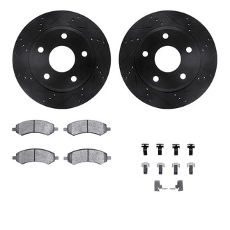 R1 Concepts® - eLINE Series Drilled and Slotted Front Brake Kit with Super Duty Pads