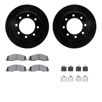 R1 Concepts® - eLINE Series Drilled and Slotted Front Brake Kit with Super Duty Pads
