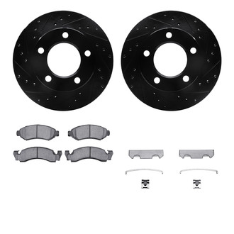 R1 Concepts® - eLINE Series Drilled and Slotted Front Brake Kit with Super Duty Pads