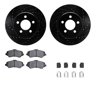 R1 Concepts® - eLINE Series Drilled and Slotted Front Brake Kit with Super Duty Pads