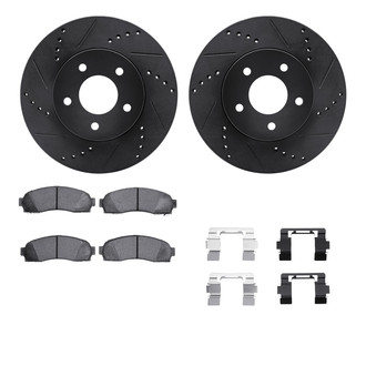 R1 Concepts® - eLINE Series Drilled and Slotted Front Brake Kit with Super Duty Pads
