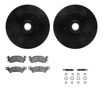 R1 Concepts® - eLINE Series Drilled and Slotted Front Brake Kit with Super Duty Pads