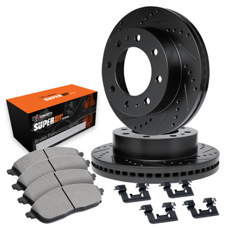 R1 Concepts® - Drilled and Slotted Rear Brake Kit with Super Duty Pads