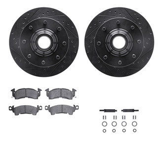 R1 Concepts® - eLINE Series Drilled and Slotted Front Brake Kit with Super Duty Pads