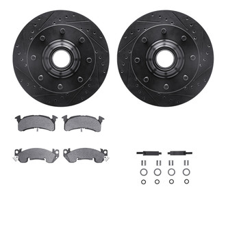 R1 Concepts® - eLINE Series Drilled and Slotted Front Brake Kit with Super Duty Pads