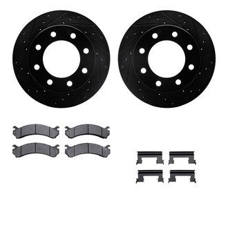 R1 Concepts® - eLINE Series Drilled and Slotted Front Brake Kit with Super Duty Pads