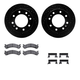 R1 Concepts® - eLINE Series Drilled and Slotted Front Brake Kit with Super Duty Pads