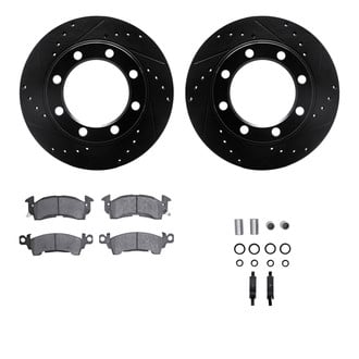 R1 Concepts® - eLINE Series Drilled and Slotted Front Brake Kit with Super Duty Pads