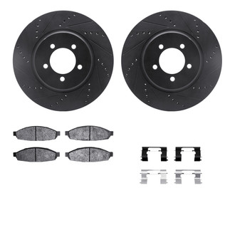 R1 Concepts® - Drilled and Slotted Front Brake Kit with Super Duty Pads