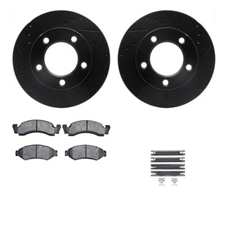 R1 Concepts® WHXH1-99093 - eLINE Series Drilled and Slotted Front Brake Kit with Super Duty Pads