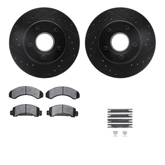 R1 Concepts® - eLINE Series Drilled and Slotted Front Brake Kit with Super Duty Pads