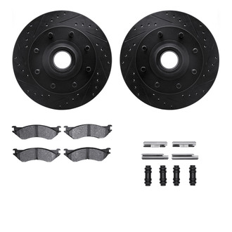 R1 Concepts® - eLINE Series Drilled and Slotted Front Brake Kit with Super Duty Pads
