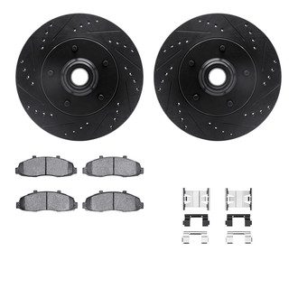 R1 Concepts® - eLINE Series Drilled and Slotted Front Brake Kit with Super Duty Pads