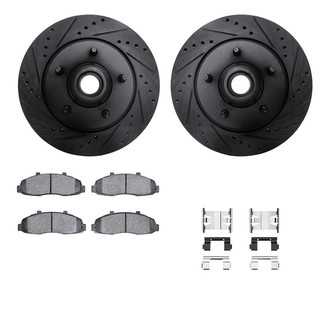 R1 Concepts® - eLINE Series Drilled and Slotted Front Brake Kit with Super Duty Pads