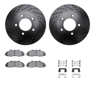 R1 Concepts® - eLINE Series Drilled and Slotted Front Brake Kit with Super Duty Pads