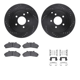 R1 Concepts® - eLINE Series Drilled and Slotted Front Brake Kit with Super Duty Pads