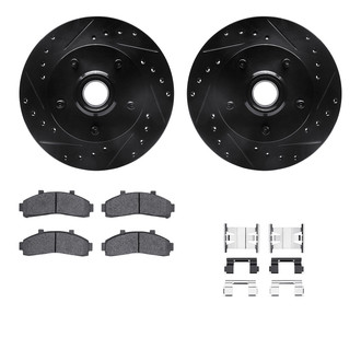 R1 Concepts® - eLINE Series Drilled and Slotted Front Brake Kit with Super Duty Pads