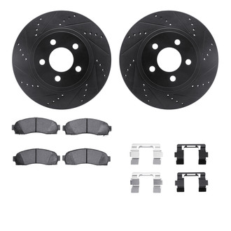 R1 Concepts® - eLINE Series Drilled and Slotted Front Brake Kit with Super Duty Pads