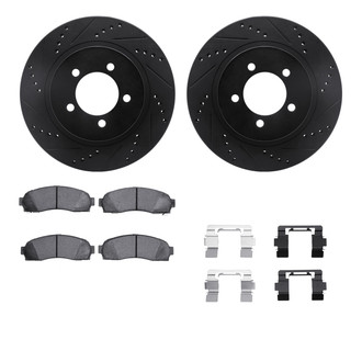 R1 Concepts® - eLINE Series Drilled and Slotted Front Brake Kit with Super Duty Pads