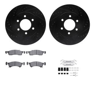 R1 Concepts® - eLINE Series Drilled and Slotted Front Brake Kit with Super Duty Pads