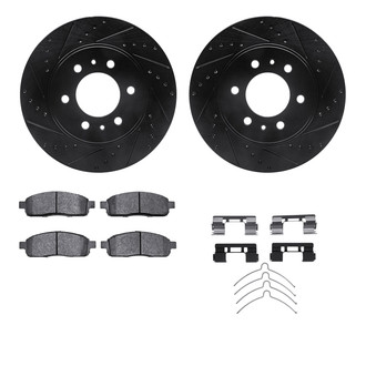 R1 Concepts® - eLINE Series Drilled and Slotted Front Brake Kit with Super Duty Pads
