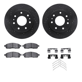 R1 Concepts® - eLINE Series Drilled and Slotted Front Brake Kit with Super Duty Pads