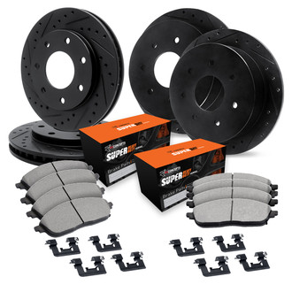 R1 Concepts® - eLINE Series Drilled and Slotted Front and Rear Brake Kit with Super Duty Pads