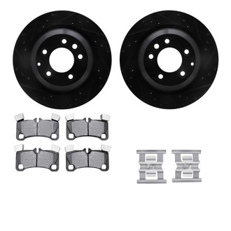 R1 Concepts® - Drilled and Slotted Rear Brake Kit with Semi-Metalic Pads
