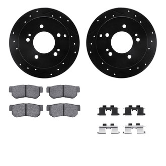 R1 Concepts® - Drilled and Slotted Rear Brake Kit with Semi-Metalic Pads