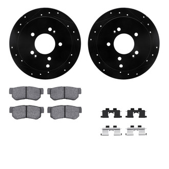 R1 Concepts® - Drilled and Slotted Rear Brake Kit with Semi-Metalic Pads