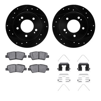 R1 Concepts® - Drilled and Slotted Rear Brake Kit with Semi-Metalic Pads