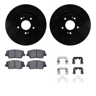 R1 Concepts® - Drilled and Slotted Front Brake Kit with Semi-Metalic Pads