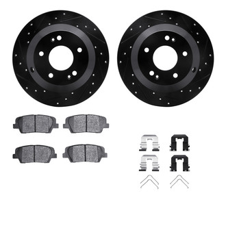 R1 Concepts® - Drilled and Slotted Rear Brake Kit with Semi-Metalic Pads
