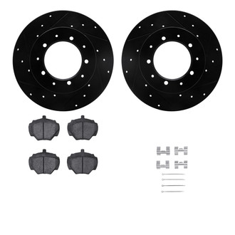 R1 Concepts® - Drilled and Slotted Rear Brake Kit with Semi-Metalic Pads