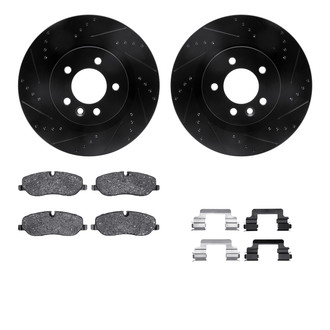 R1 Concepts® - Drilled and Slotted Front Brake Kit with Semi-Metalic Pads